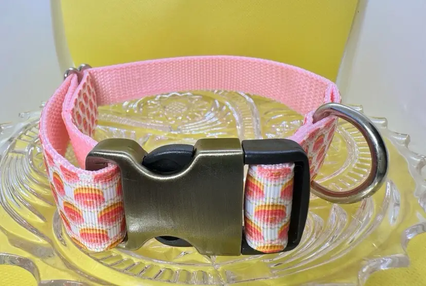 Dog Collar Large Handmade Heavy Duty Pink Frosted Donuts Delicious Print NEW