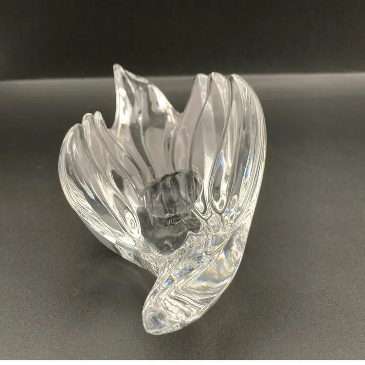 Crystal Bird Paperweight Candle Holder 5 3/4” Long 3” Wide 2 1/2” Tall!