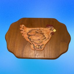 VTG Pottery Chicken Rooster on Wood Wall Plaque Decor Farmhouse Rustic Folksy