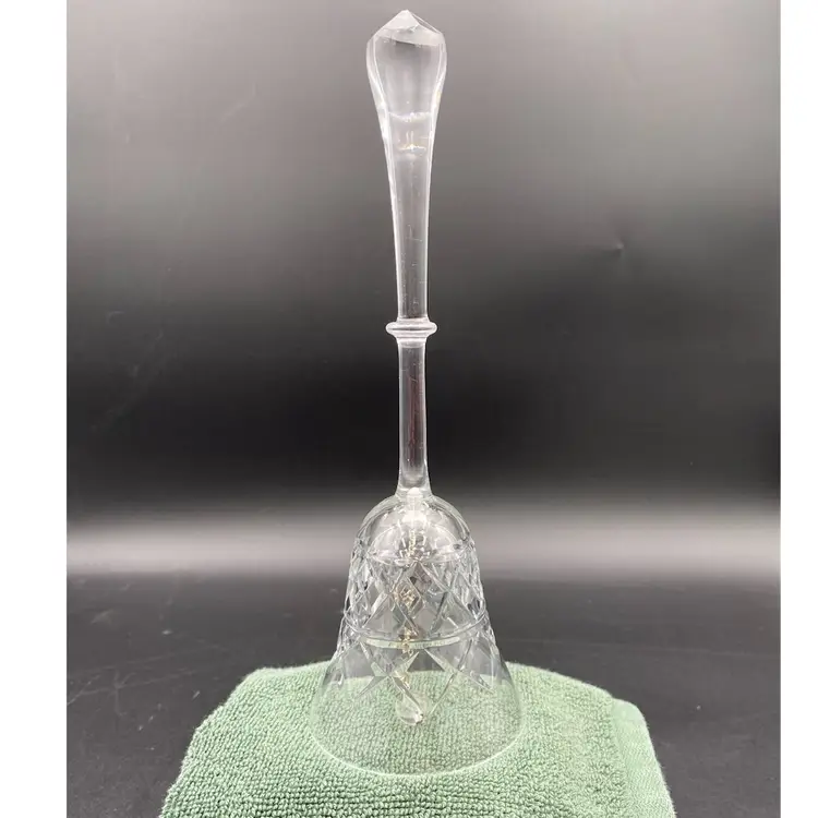 Vintage Tall Crystal Bell, Etched Diamond/Cross-Hatch Pattern