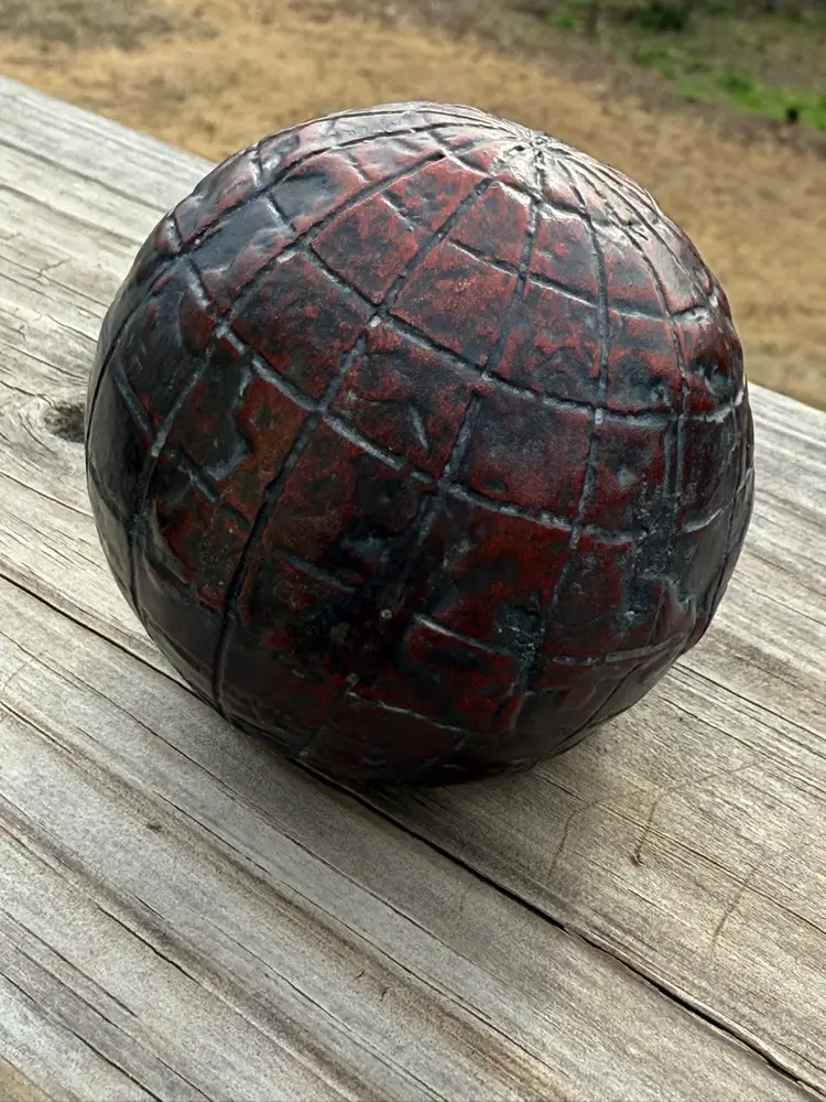 Antiqued Resin Globe Paperweight  Oxblood & Black