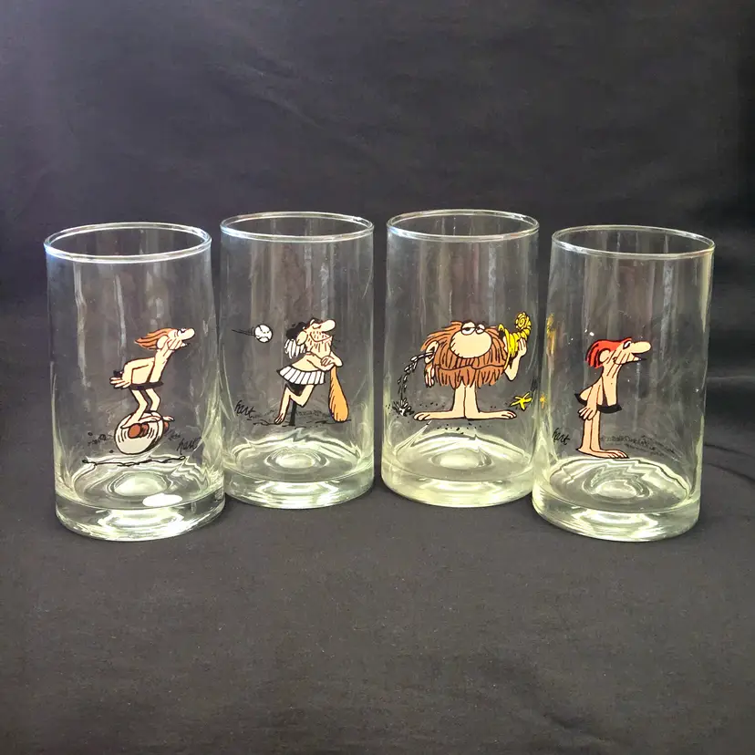 Drinking Glasses Arby's B.C. Ice Age 1981 Collector Series Set of 4 Tumblers Vintage