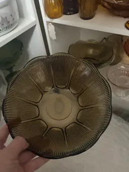 Anchor Hocking Smoke Brown Serving Bowls Two Textured Glass Bowls. Gray.