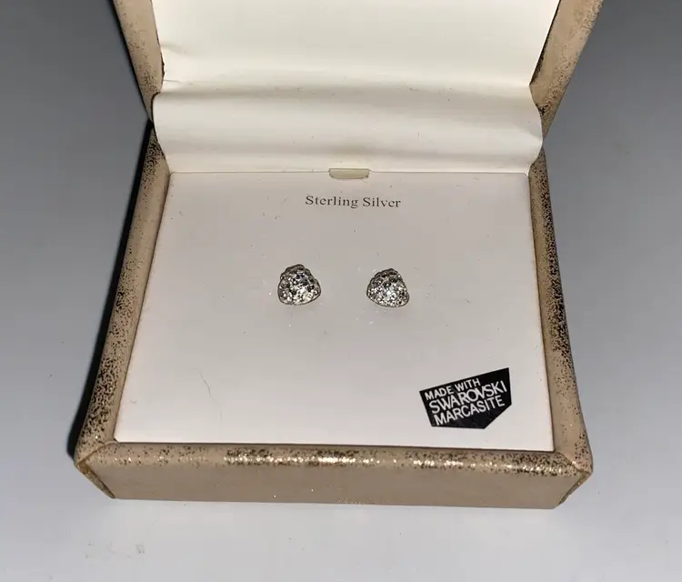 Kanishka New York Sterling Silver Swarovski Marcasite Earrings