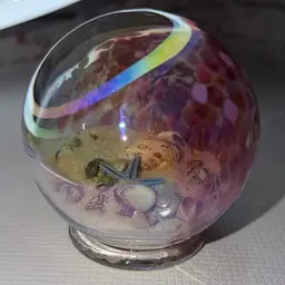 Iridescent Ocean Sphere Paperweight glass eye studio without sticker