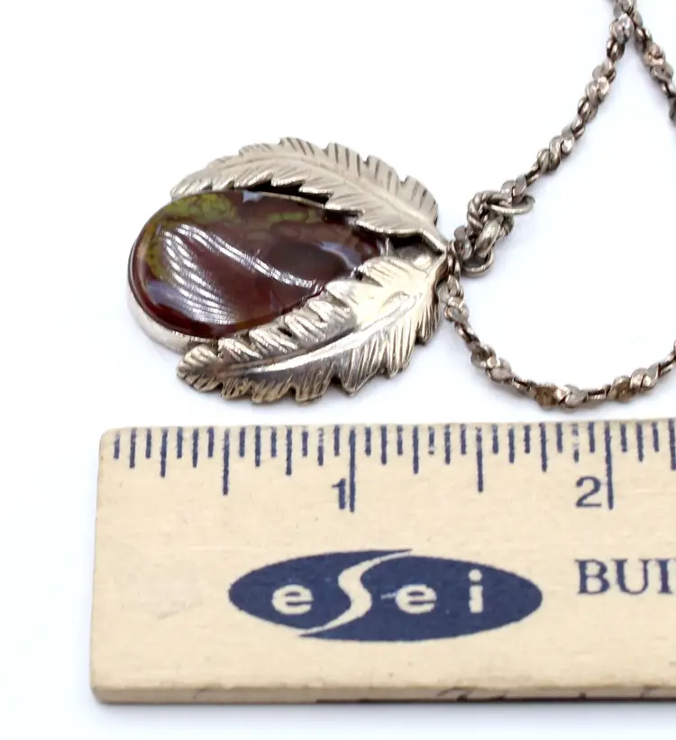 Southwestern Sterling Silver Fire Agate 19" pendant necklace 24.26g