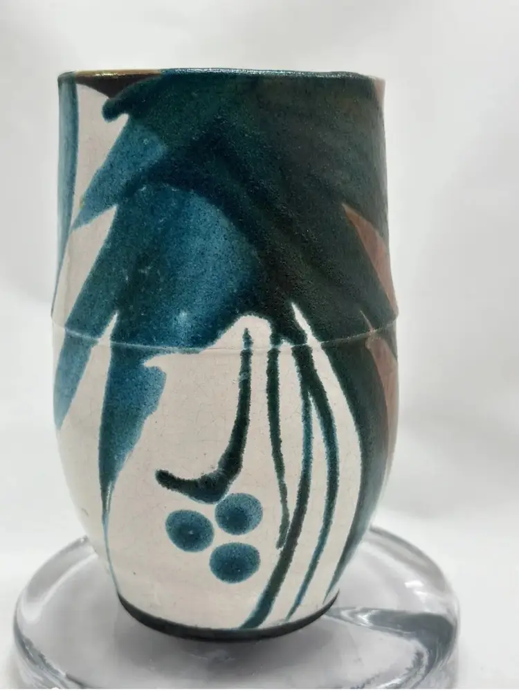 SALE Studio Valerie Dawson Fused Dichroic Glass Signed Abstract Design Vase USA