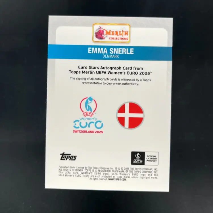 Emma Snerle 2025 Topps Merlin WEURO Blue /99 Autograph Soccer Card