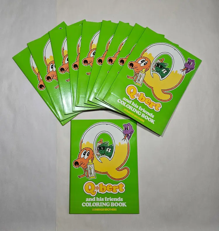 Lot of 10 1983 Vintage Q-bert Coloring Books Parker Brothers NEW Video Game Collectible