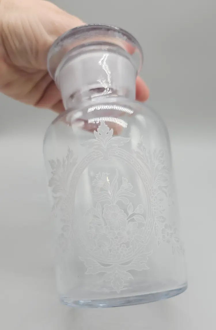 Vintage Rachel Ashwell Apothecary Jar Etched Glass French Couture Shabby Chic