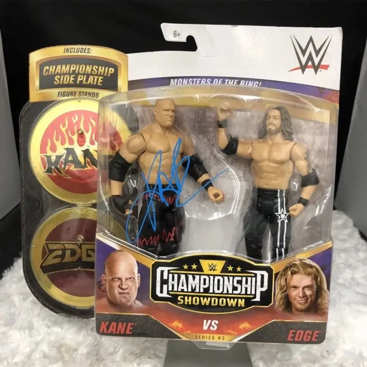 Kane Vs Edge Championship Showdown Series 3 PSA Certified WWE Mattel Signed Kane