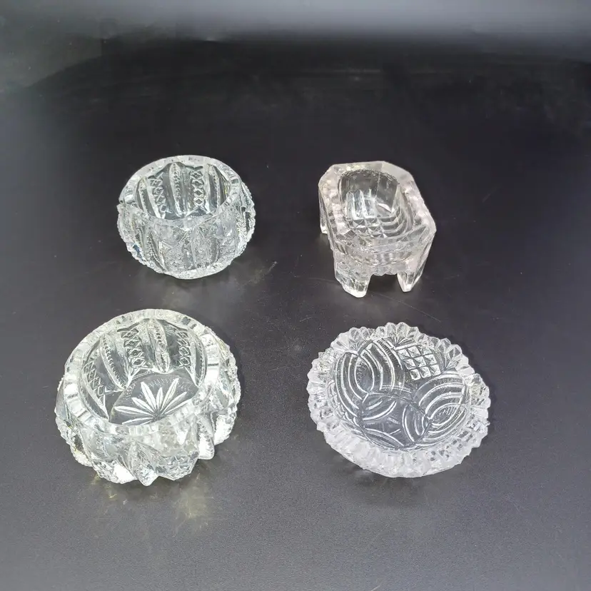 4 Vintage Crystal & Cut Glass Open Salt Cellars