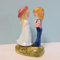 vintage 1975 panda print Schmid collection boy and girl figure country Valentine love