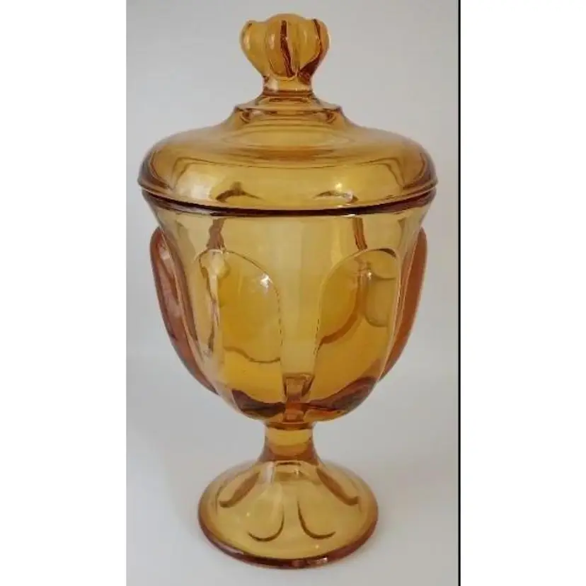 Vintage Viking Glass Epic Six Petal Amber Candy Jar