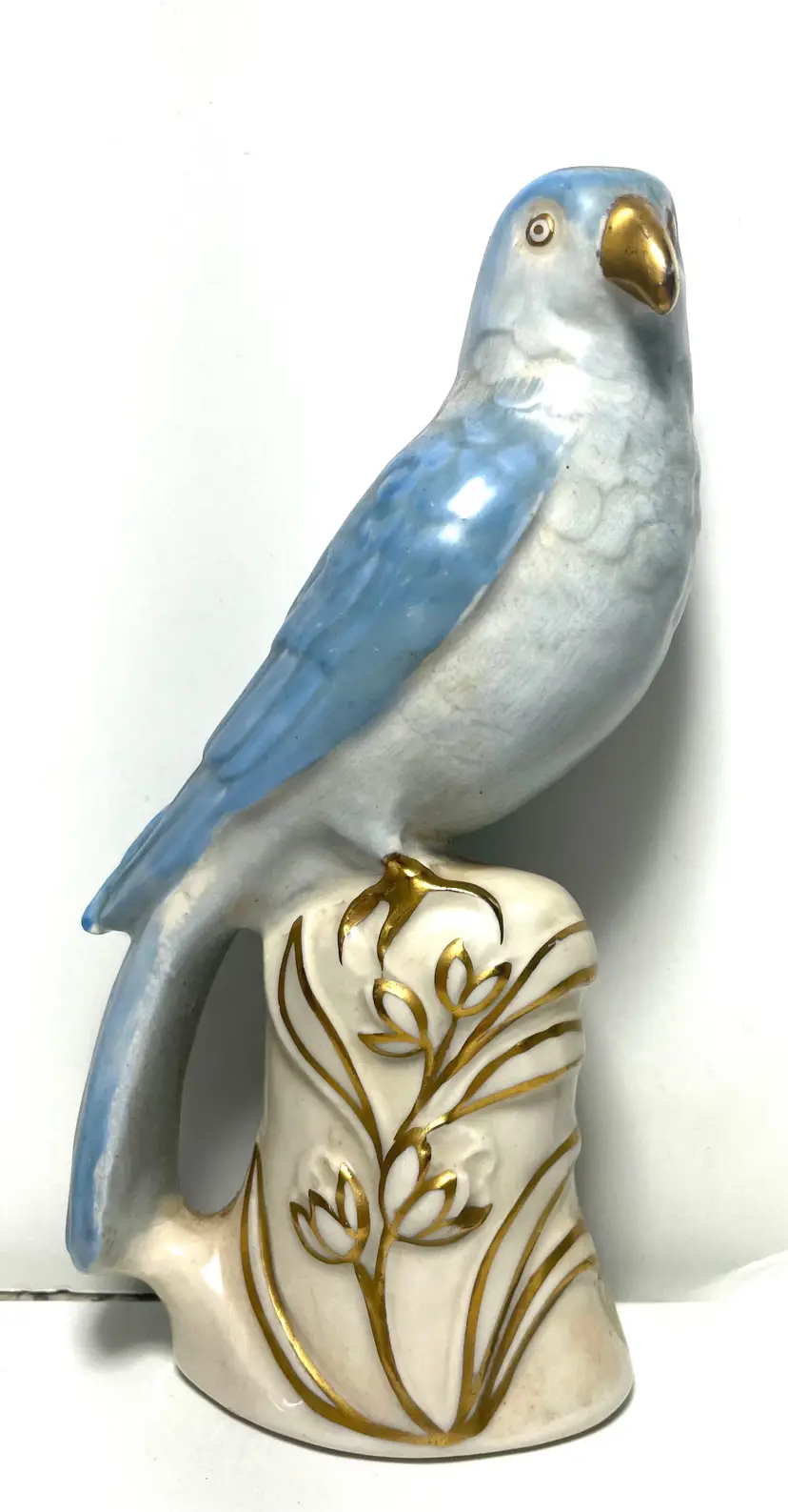 Blue Parakeet Bird Porcelain Pottery. Chelsea? Porsgrund? Cordey? Vintage