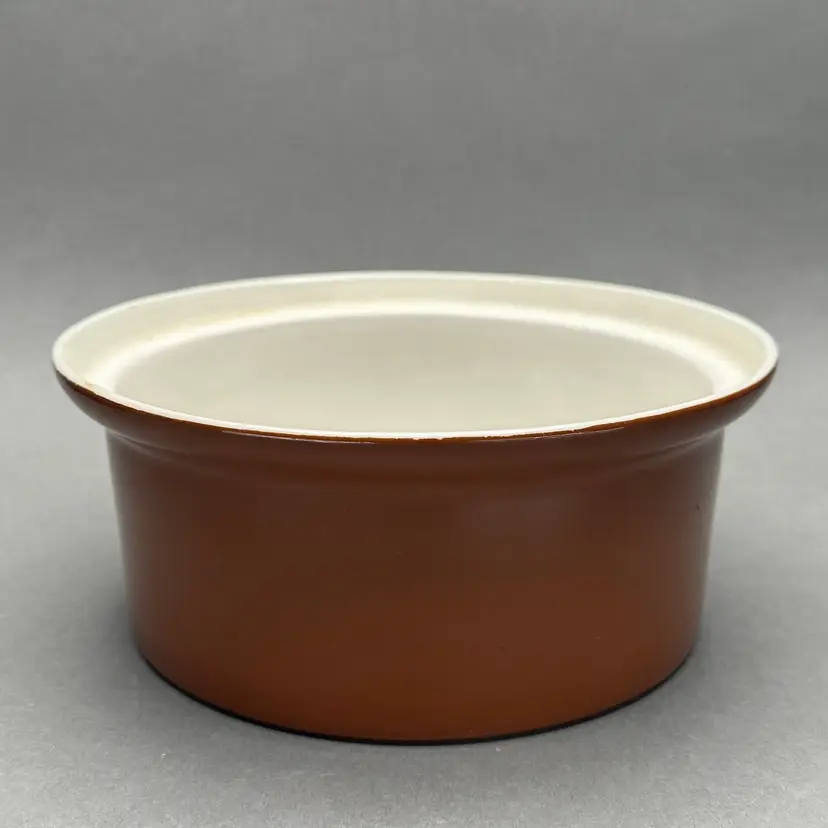 Vintage Hall China Round Brown and White Open Casserole Dish No. 67