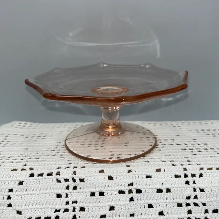 Pink Depression Glass Small Pedestal Serving Dish