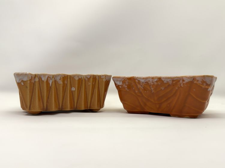 Orange Drip Glaze Planter Set – McCoy & Shawnee Rectangular Mid Century Pottery USA