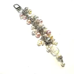 Pearl Faux And Freshwater Beaded Purse Charm Repurposed Jewelry Made By Me 5”