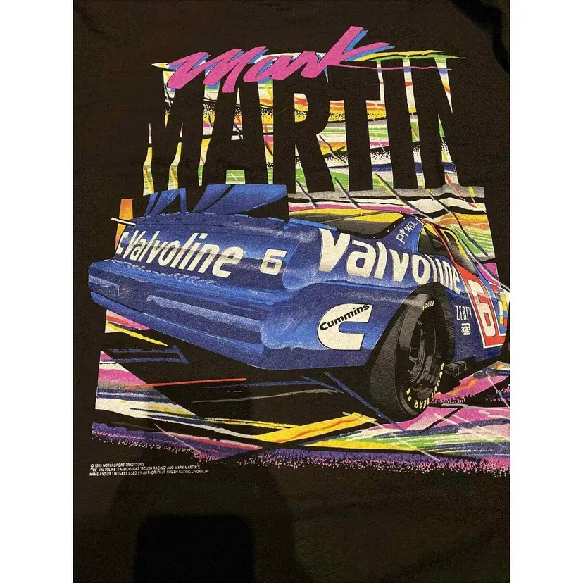 NASCAR Mark Martin Multicolor Shirt. Vintage (1995). Valvoline, Zerex. Racing