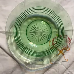 Uranium Glass 9” Serving Bowl And Block Option 5.5” Berry Bowl.