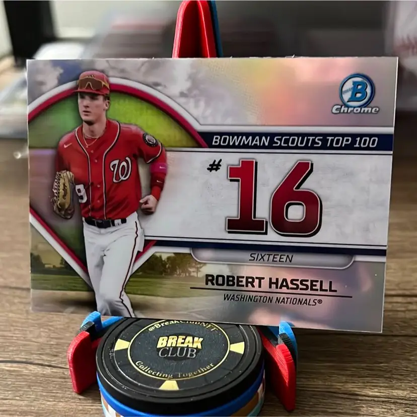 Robert Hassell 2023 Bowman Chrome Scouts Top 100 Washington Nationals