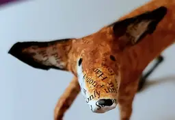 🧡 OOAK Handmade Paper Mache Original Red Fox Vulpes 6 x 3"