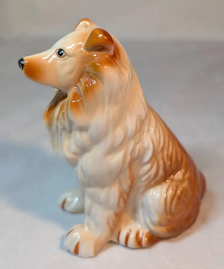 Vintage Bone China Porcelain Collie Dog Figuring Taiwan