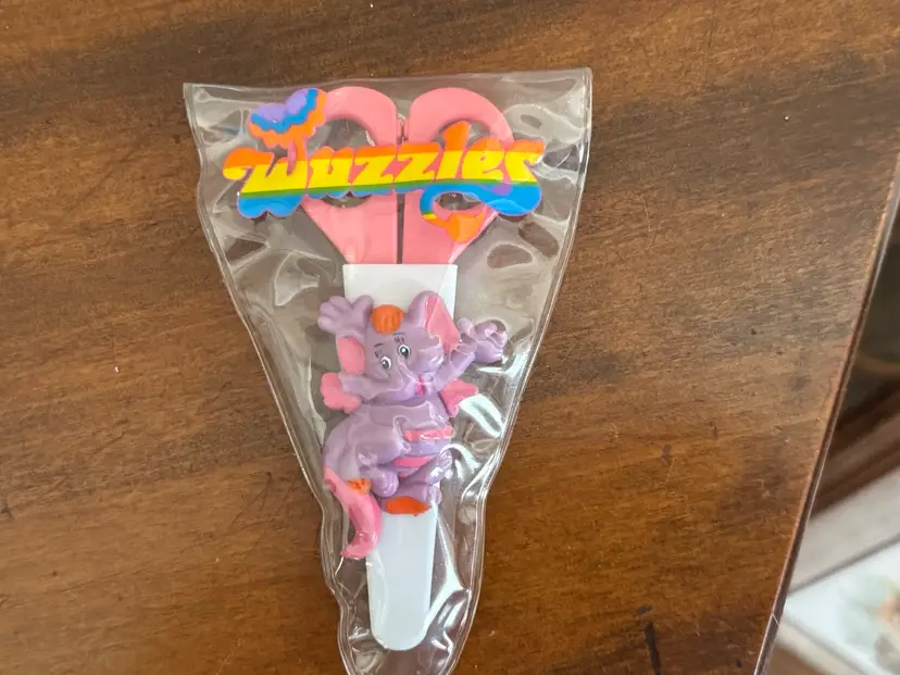 Vintage 1985 Wuzzles Eleroo Kids Scissors In Original Case By Hasbro Disney 