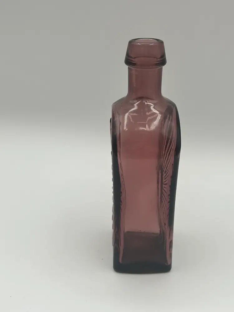 Vintage Wheaton Purple  Amethyst Glass Bottle Sunburst 5 1/2"