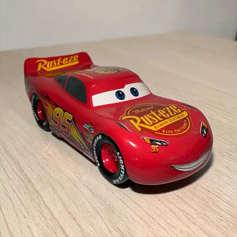 Disney Pixar CARS Lightning McQueen Ceramic Plug Piggy Bank RED #95