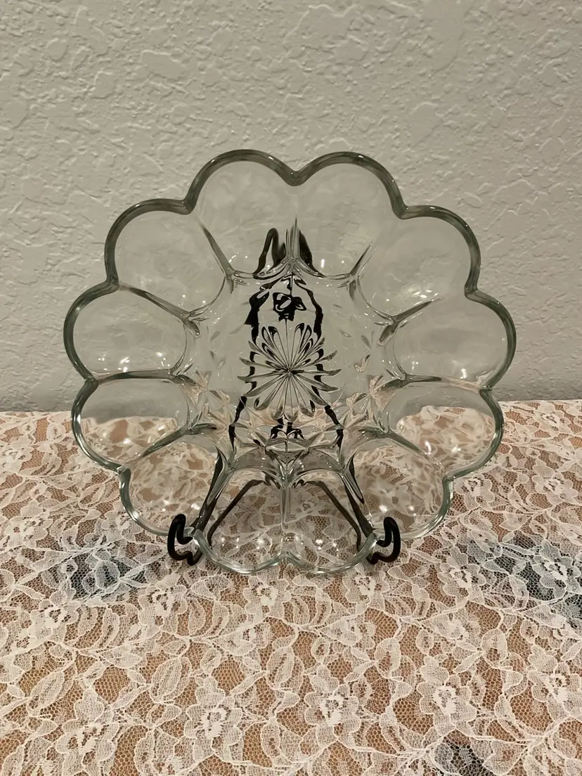 Anchor Hocking Clear Glass Deviled Egg Platter 10”