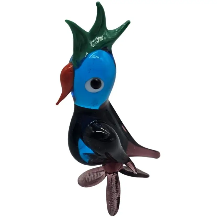 Handblown Art Glass Bird Cockatiel Figurine