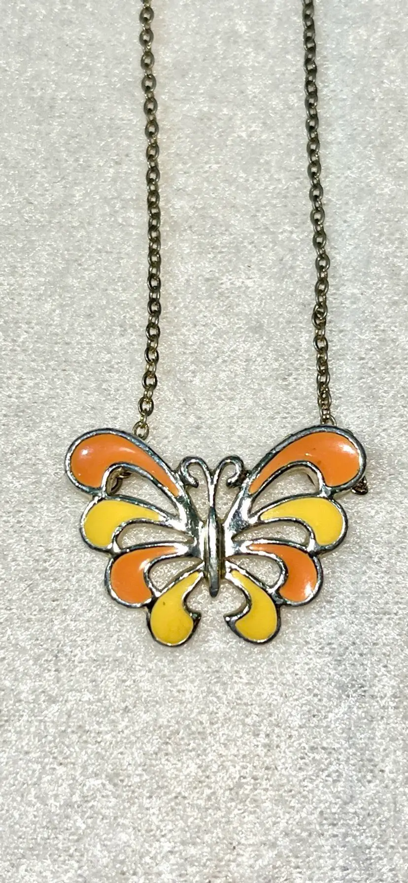 Vintage Enamel Butterfly Necklace