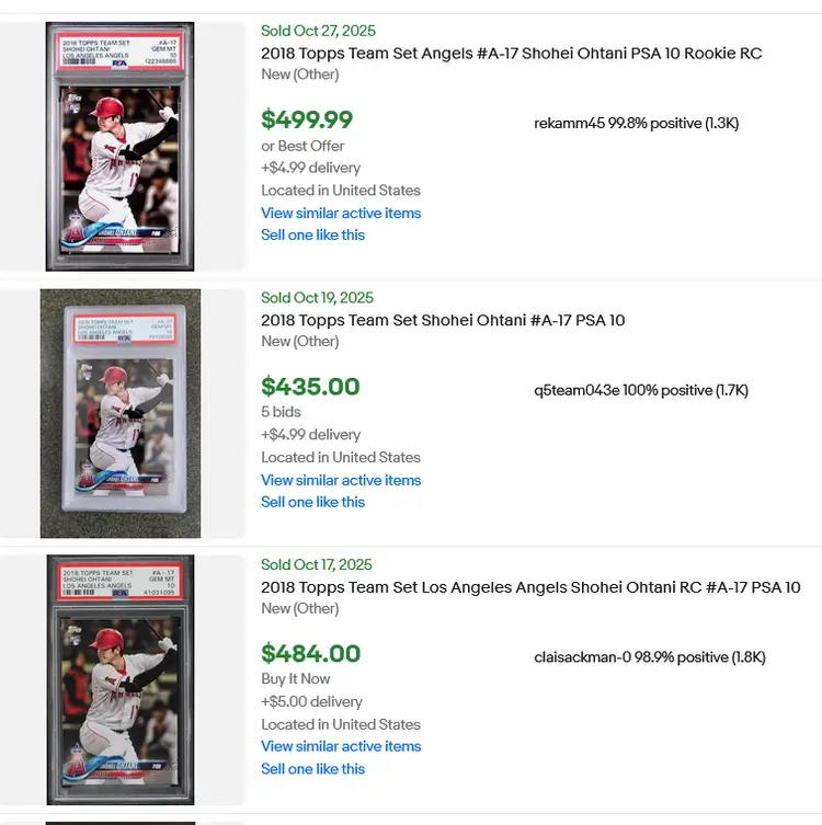 10x sealed 2018 Topps Angels team sets with Ohtani rookie