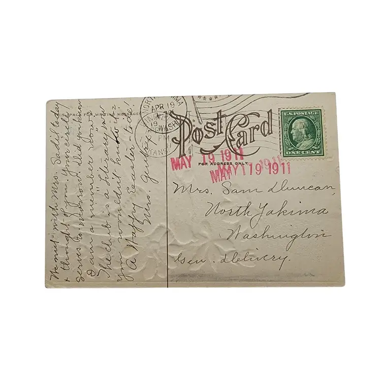 Antique 1911 Embossed Gold Foil Easter Postcard With Dove & Floral Design