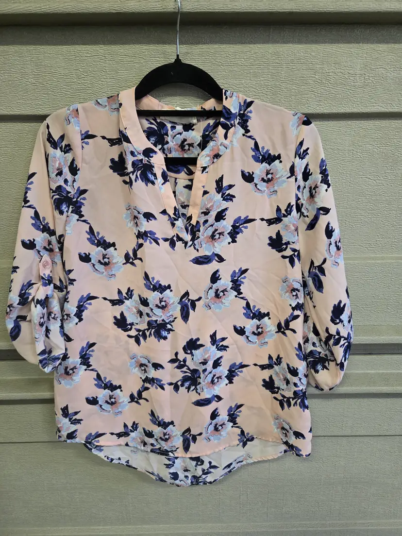 Women's Pink Rose Floral Blouse Size Small