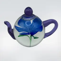 Hand Blown Art Glass Teapot Paperweight By Dynasty Gallery, 4” Tall x 4-1/2” Wide