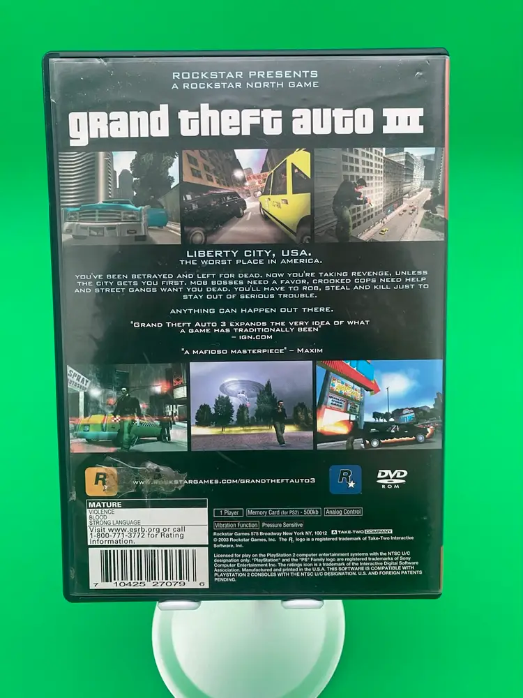 Grand Theft Auto III PlayStation 2 Video Game - Complete w/ Map - 2003 Rockstar