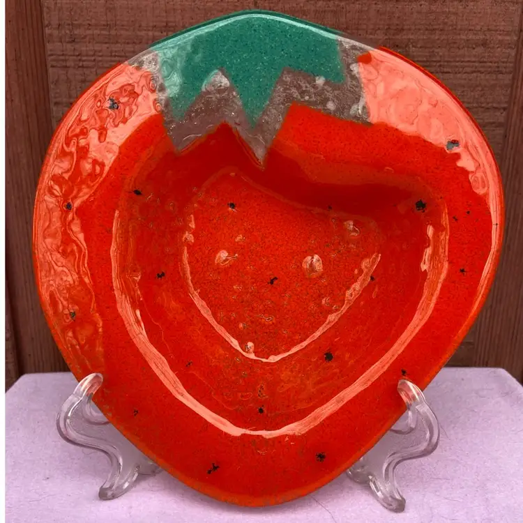 Fused Glass Bowl / Dish - Strawberry
