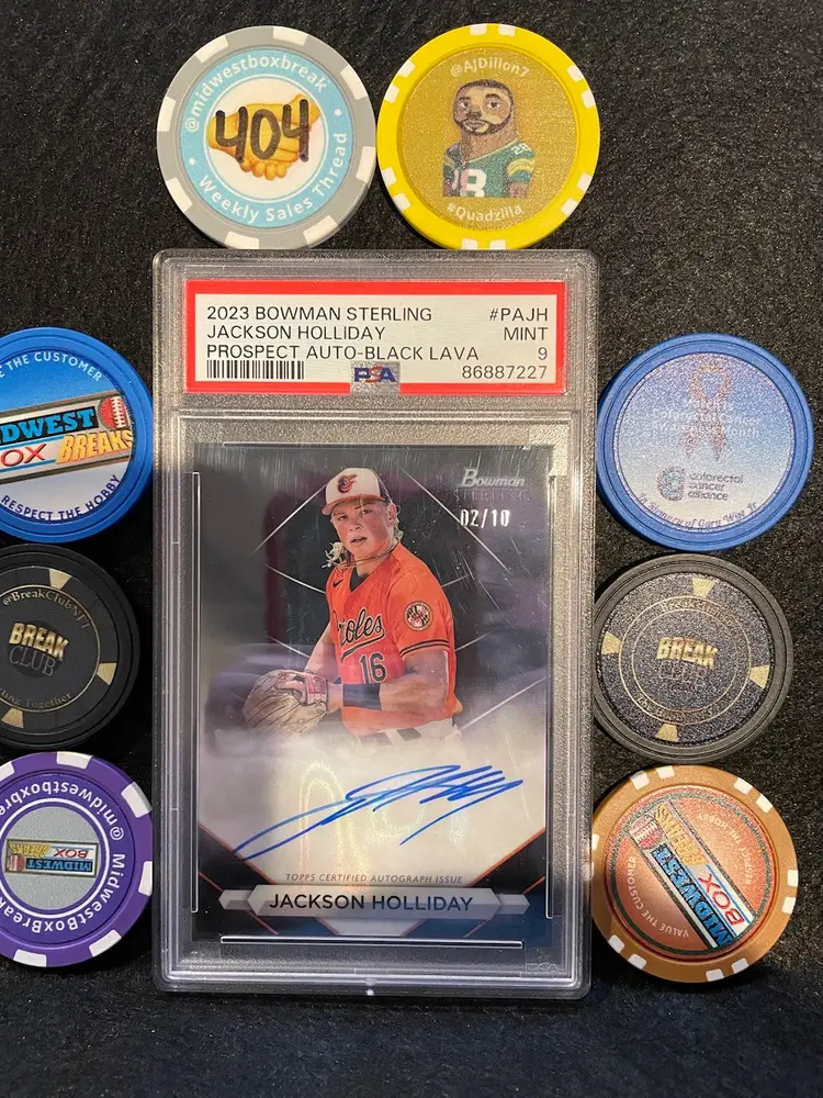 2023 Bowman Sterling Jackson Holliday Prospect Auto-Black Lava 2/10 Baltimore Orioles