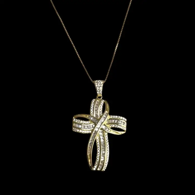Bella Luce Cubic Zirconia Gold Vermeil Over Sterling Silver Cross 2” Pendant Necklace 18”
