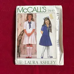 Vtg McCall’s Pattern 9449 Laura Ashley Girls Dress Sz 10 Uncut FF 1985