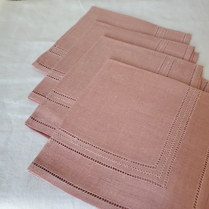 Set of 4 Small Pink Irish Linen Napkins