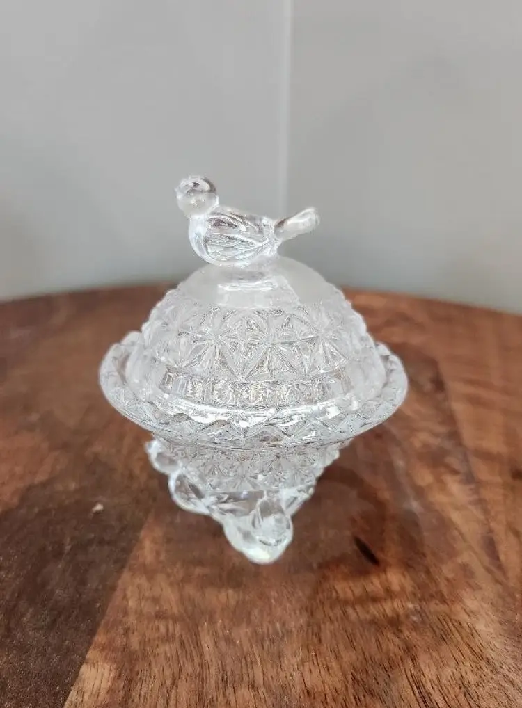 VTG Hofbauer Crystal trinket box with Bird