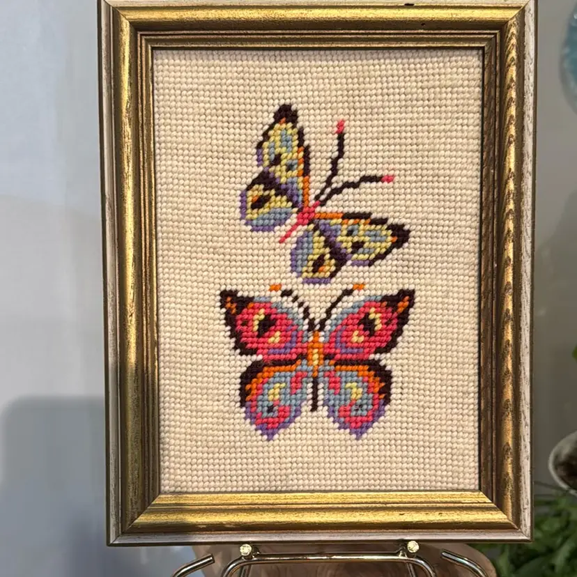 9.5”x7.5” 70S Butterfly Needlepoint