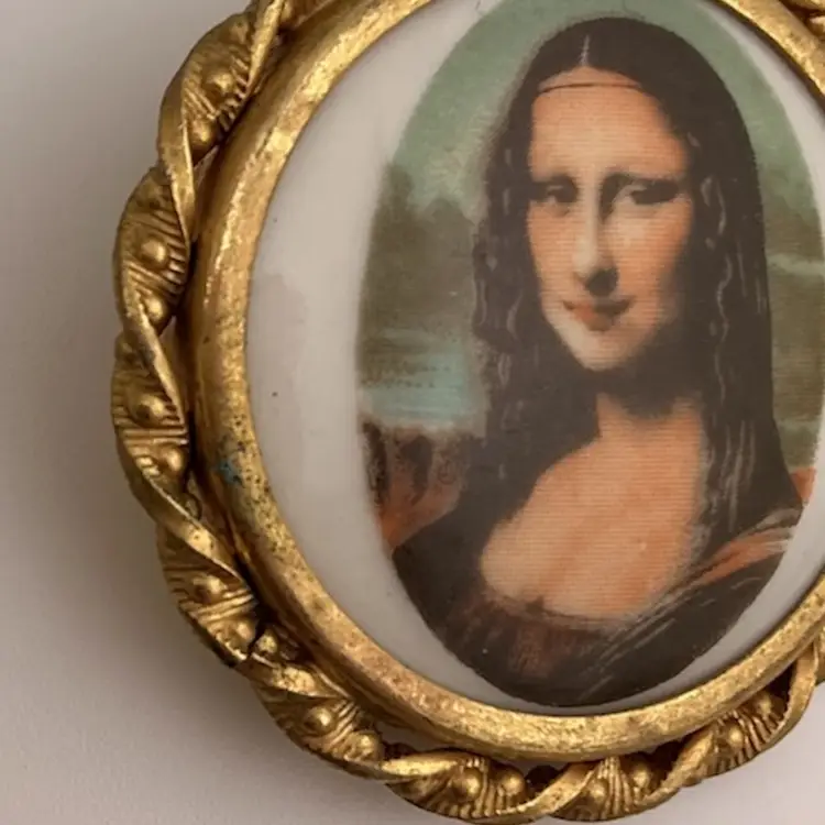 Limoges Mona Lisa Brooch