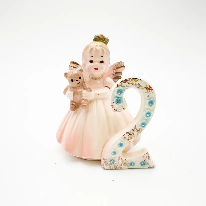 Josef Originals Japan 2 Years Old Girl Figurine Vintage 3.25" H x 2.75" W Chips on Wing Original Sticker