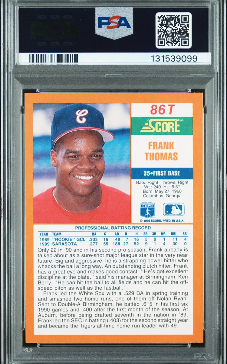 1990 Score Traded Frank Thomas Graded PSA 9 (Chicago White Sox)