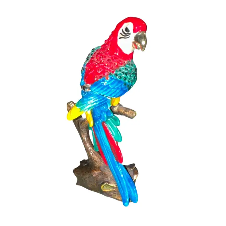 Bejeweled Goldnose Macaw Parrot Trinket Box With Parrot Necklace